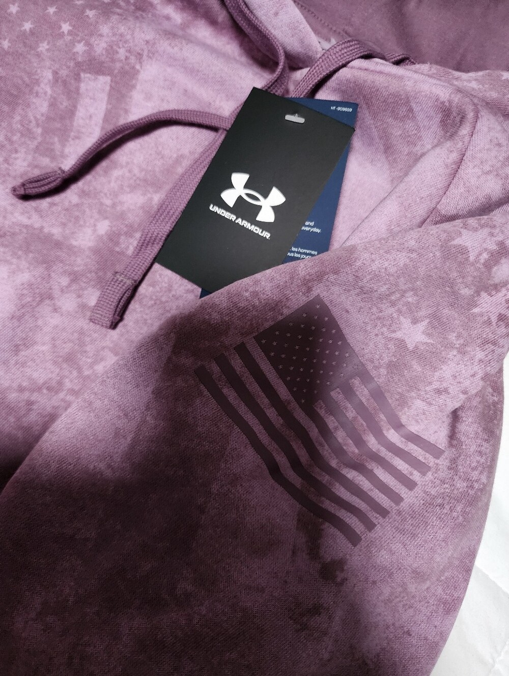 Under Armour Mauve Tie-Dye Hoodie with Flag Graphic